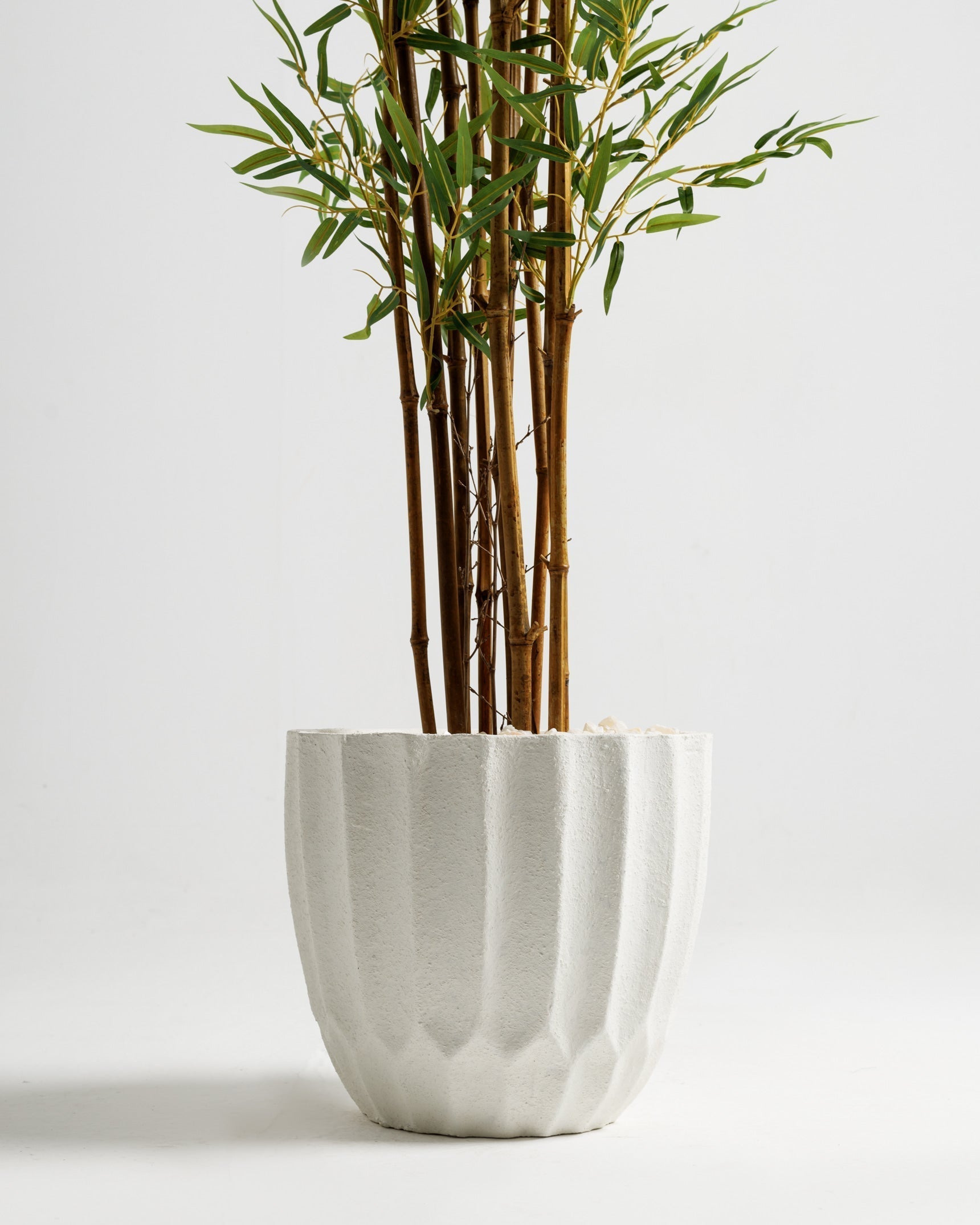 White Strip Fiber Pot