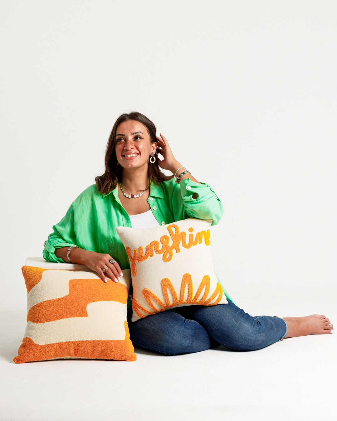 Yellow Spark Tufted Cushion - Wasilaah