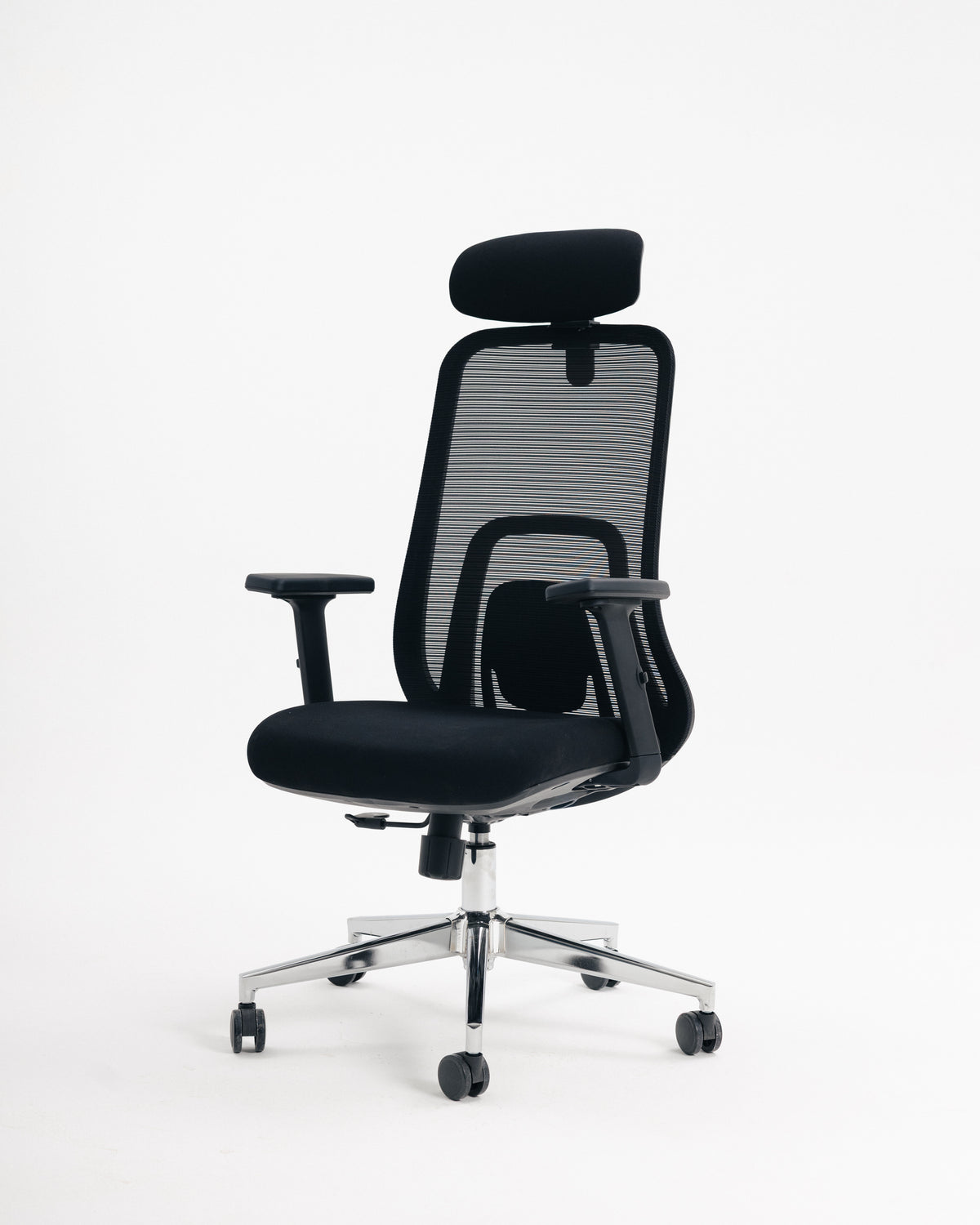 Black mesh office chair with ergonomic lumbar support – Wasilaah
