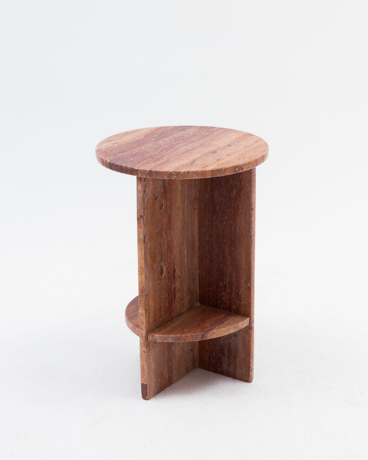 Red Travertine Side Table -  Wasilaah