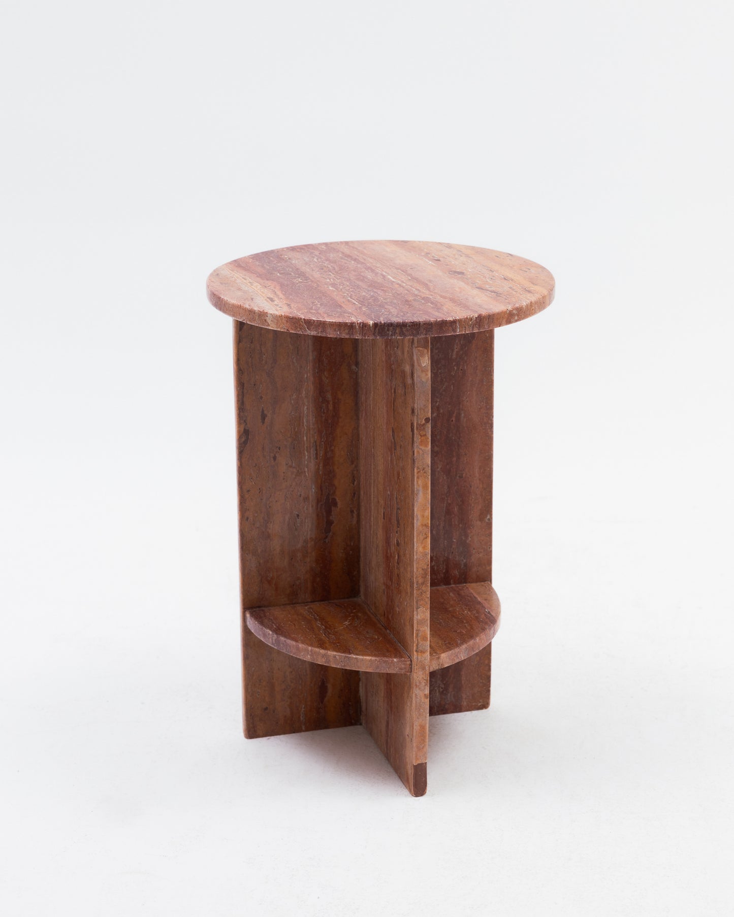 Red Travertine Side Table