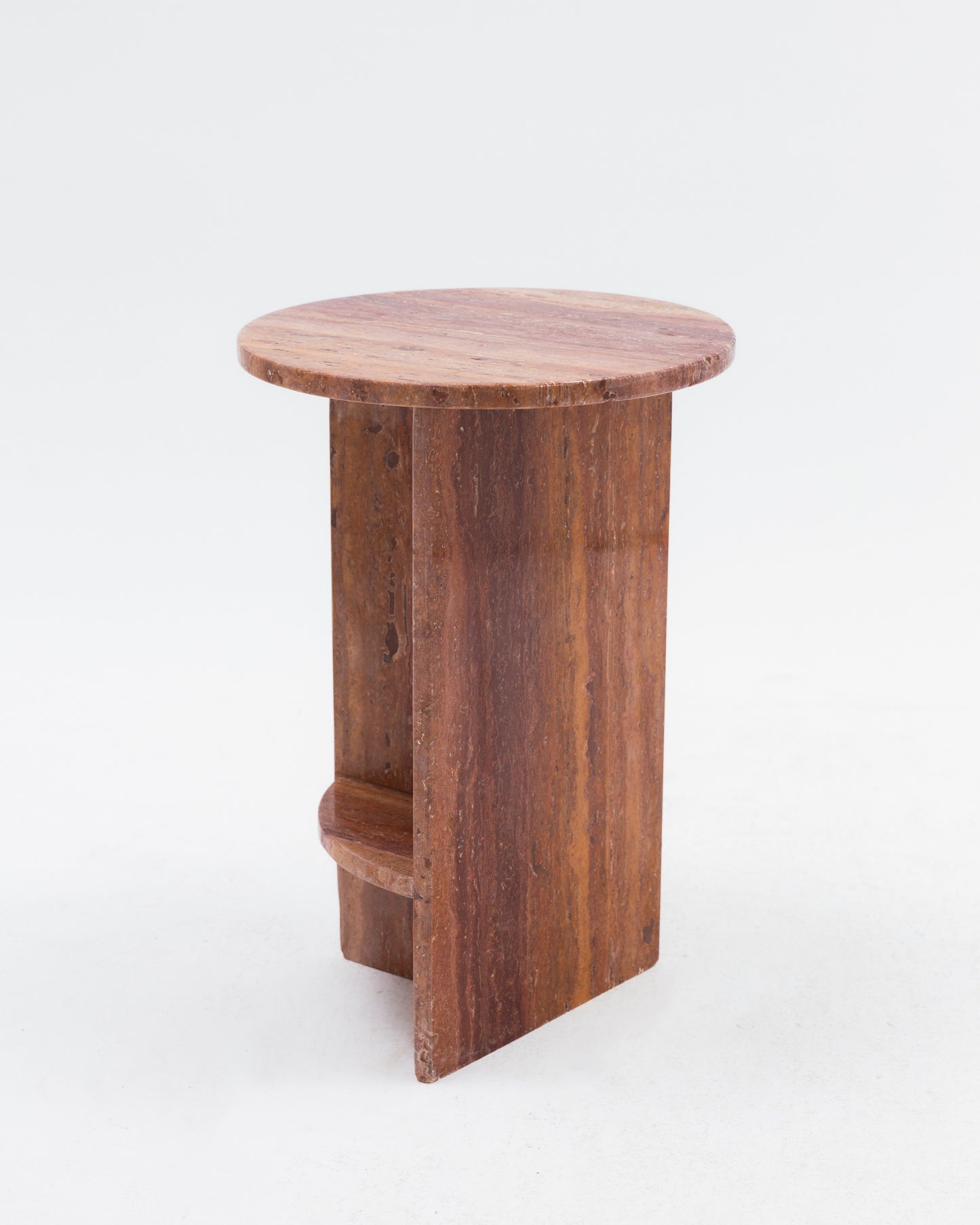 Red Travertine Side Table