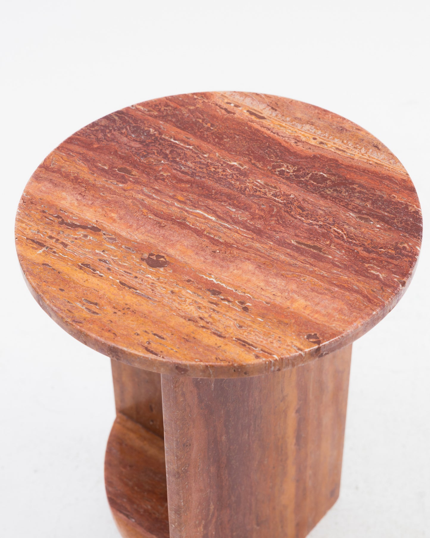 Red Travertine Side Table
