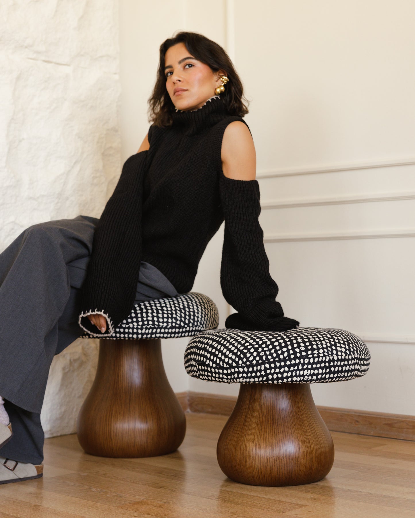 وسادة الفطر بالأبيض والأسود