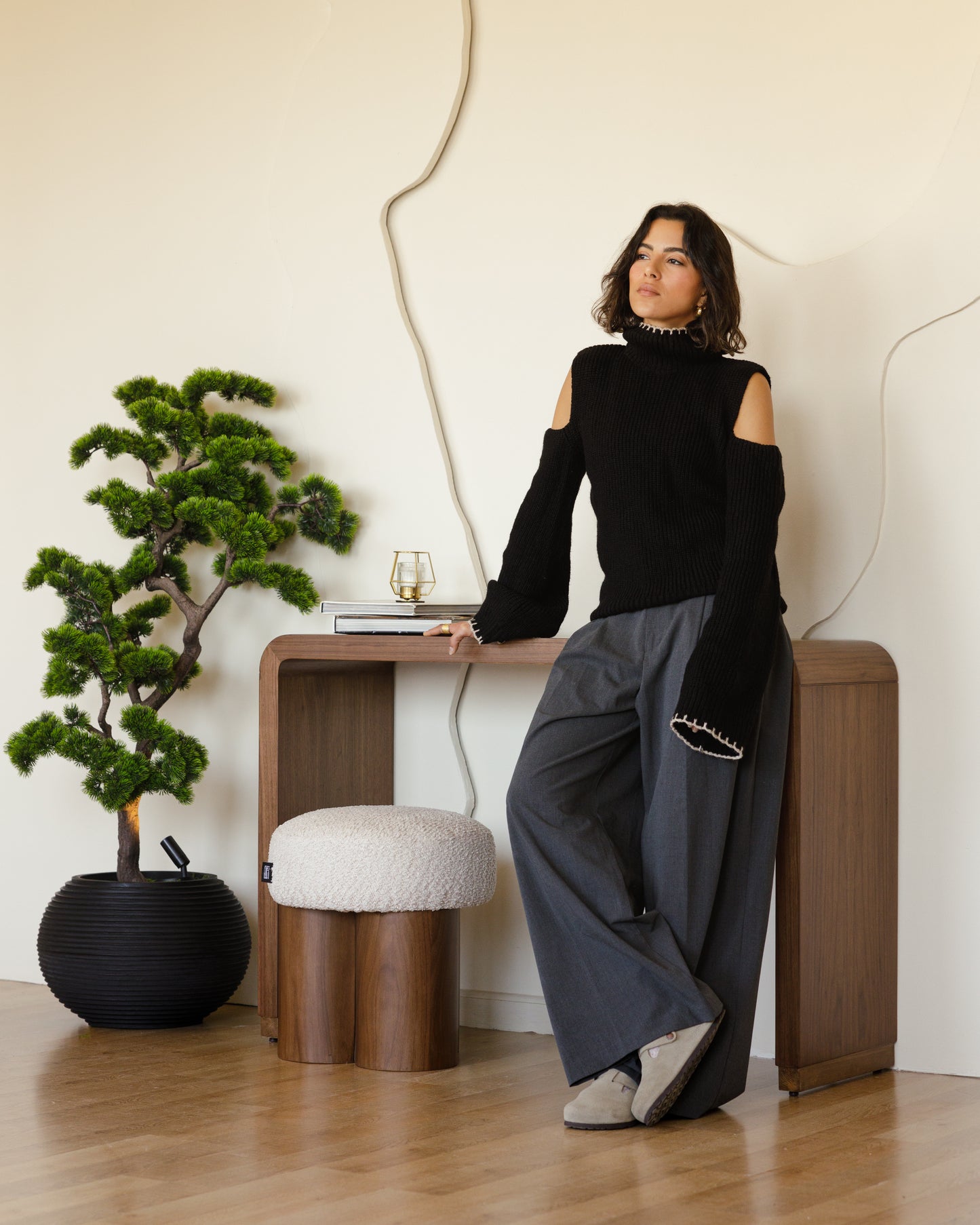 كونسول خشب قشرة جوز ترك