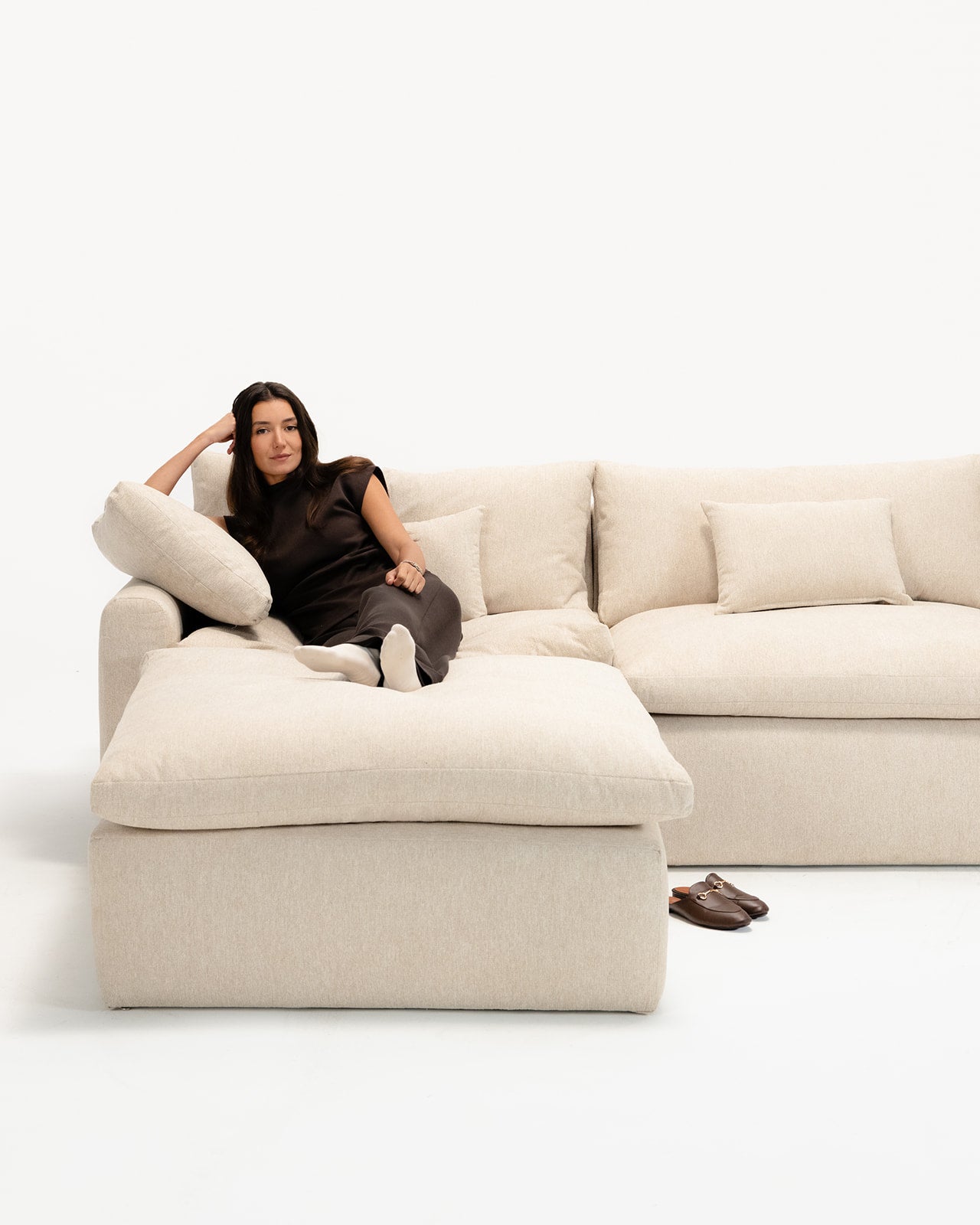 Cloud L-Shape Sofa – Luxury Sectional Sofa with Microfiber and Latex Filling | Wasilaah