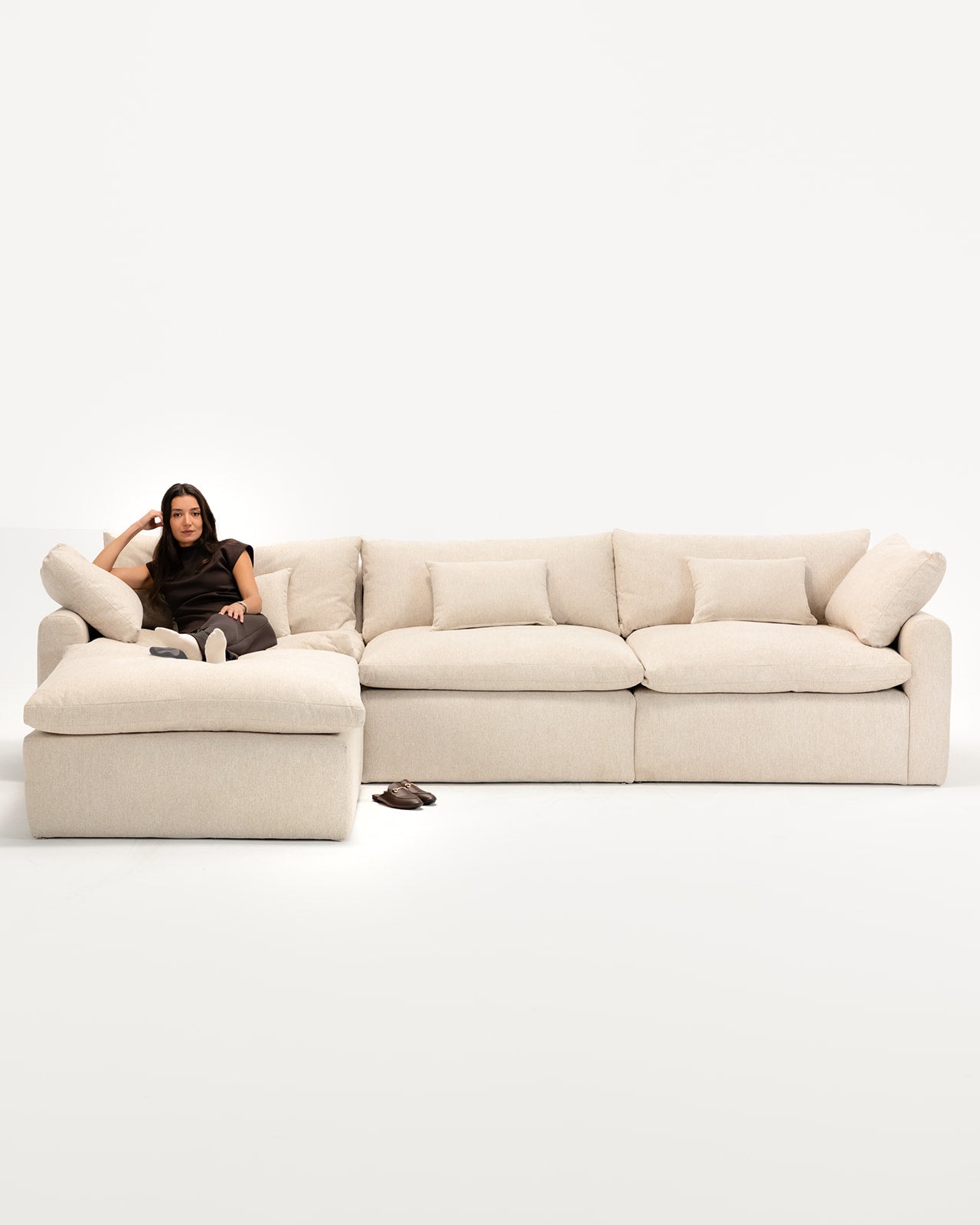 Cloud L-Shape Sofa – Luxury Sectional Sofa with Microfiber and Latex Filling | Wasilaah