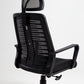Black mesh chair with head rest