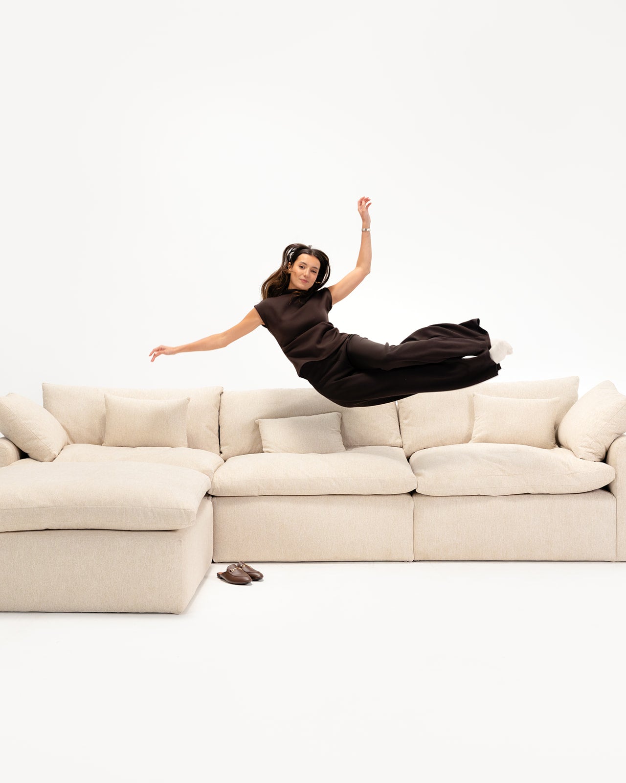 Cloud L-Shape Sofa – Luxury Sectional Sofa with Microfiber and Latex Filling | Wasilaah