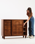 Walnut Sliding Shoe Storage - Wasilaah
