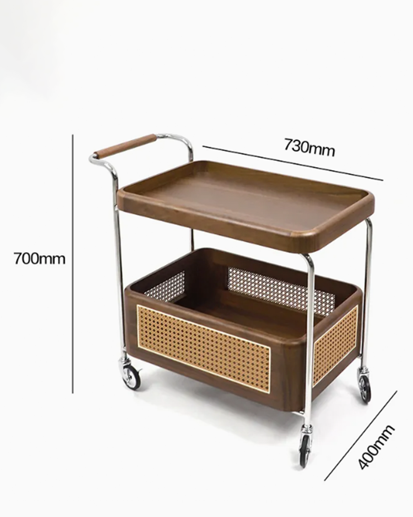 عربة من خشب الجوز والراتان