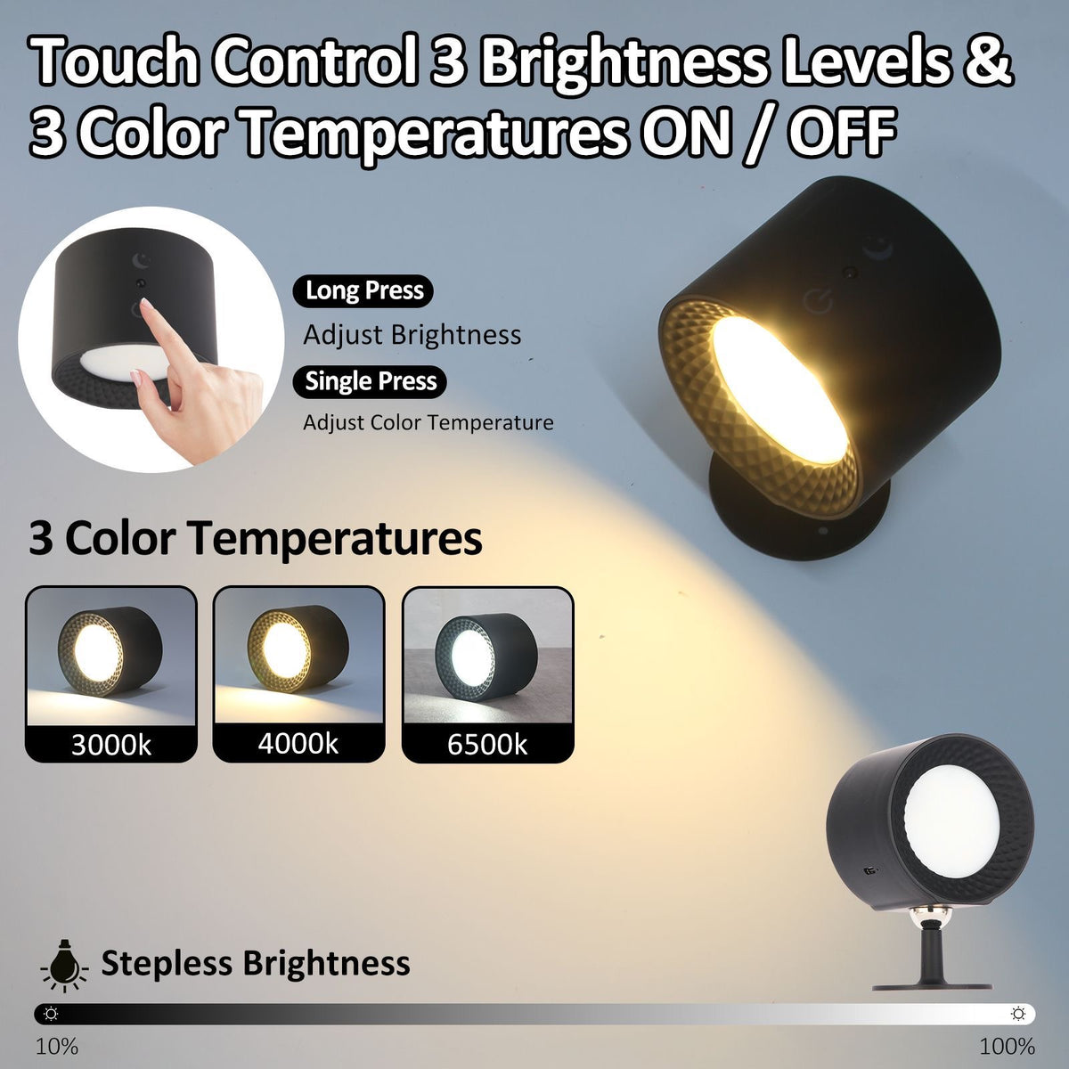 Magnetic Wall Spot - Rechargeable Dimmable -  Wasilaah
