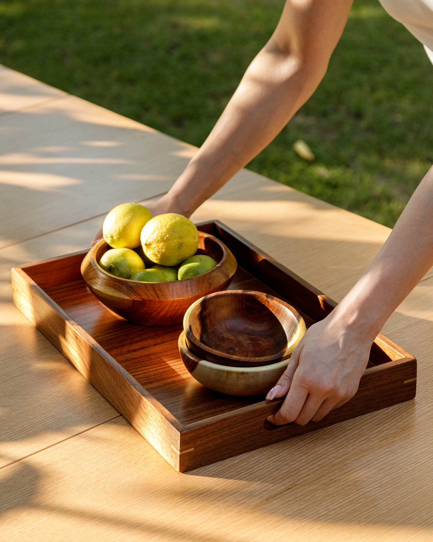 Handmade Wood & Brass Tray -  Wasilaah