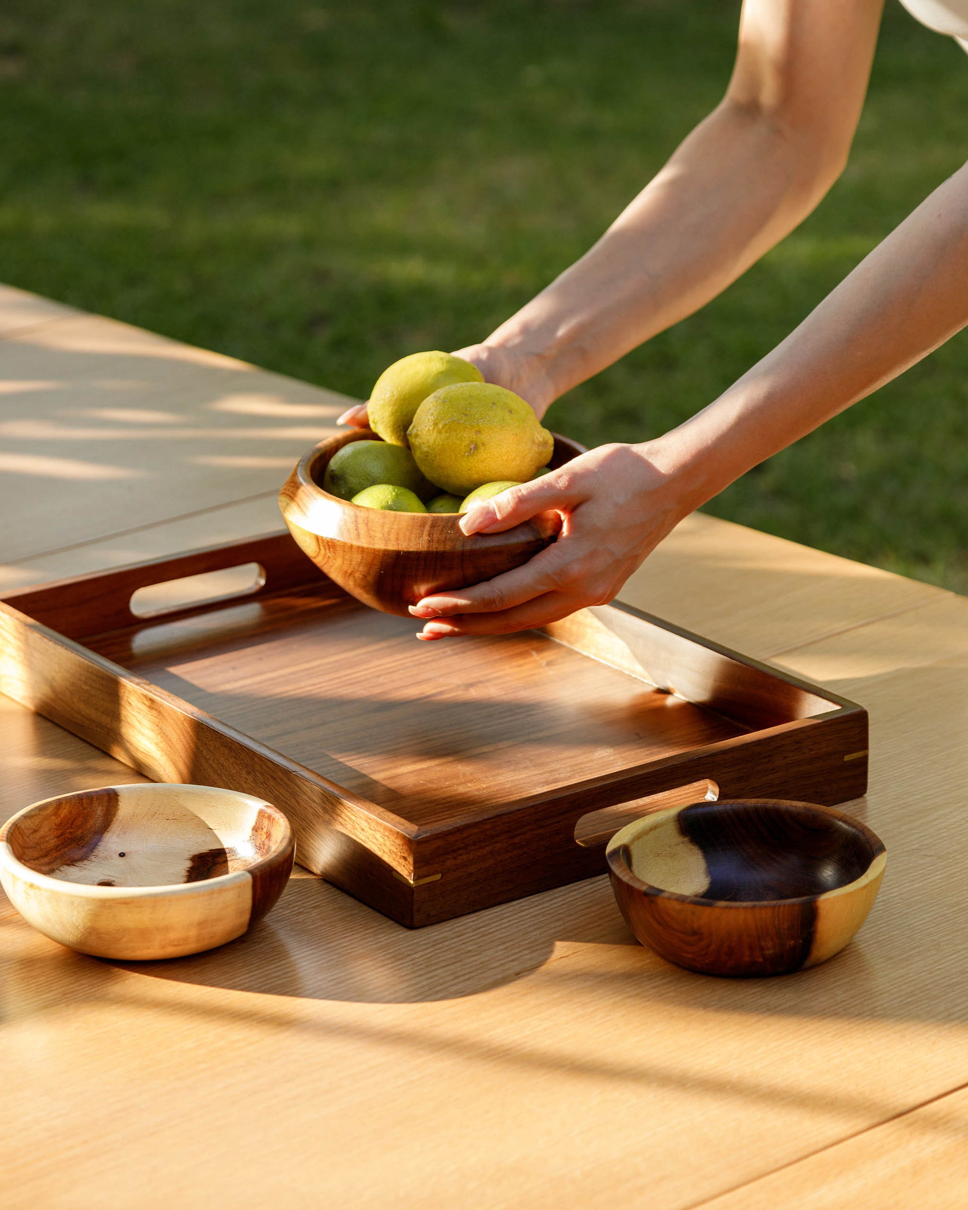 Handmade Wood & Brass Tray -  Wasilaah