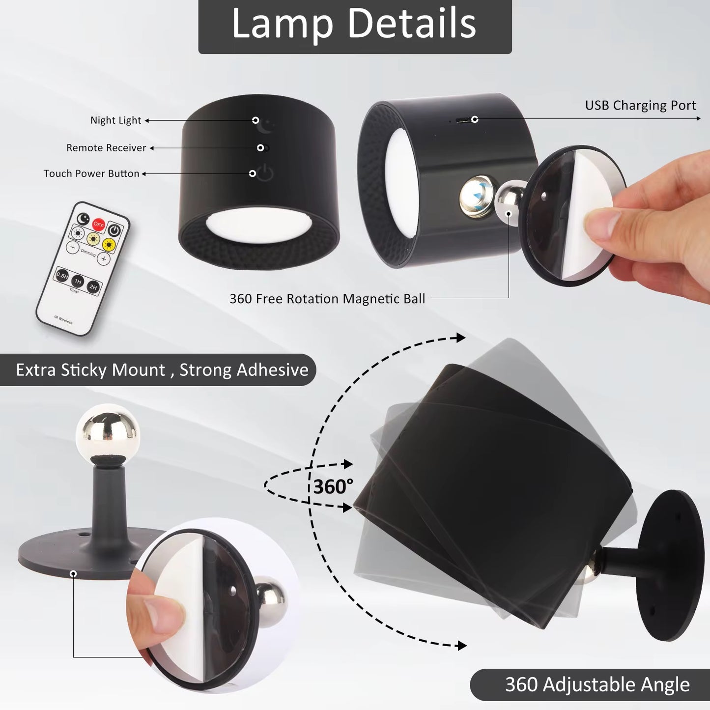 Magnetic Wall Spot - Rechargeable Dimmable