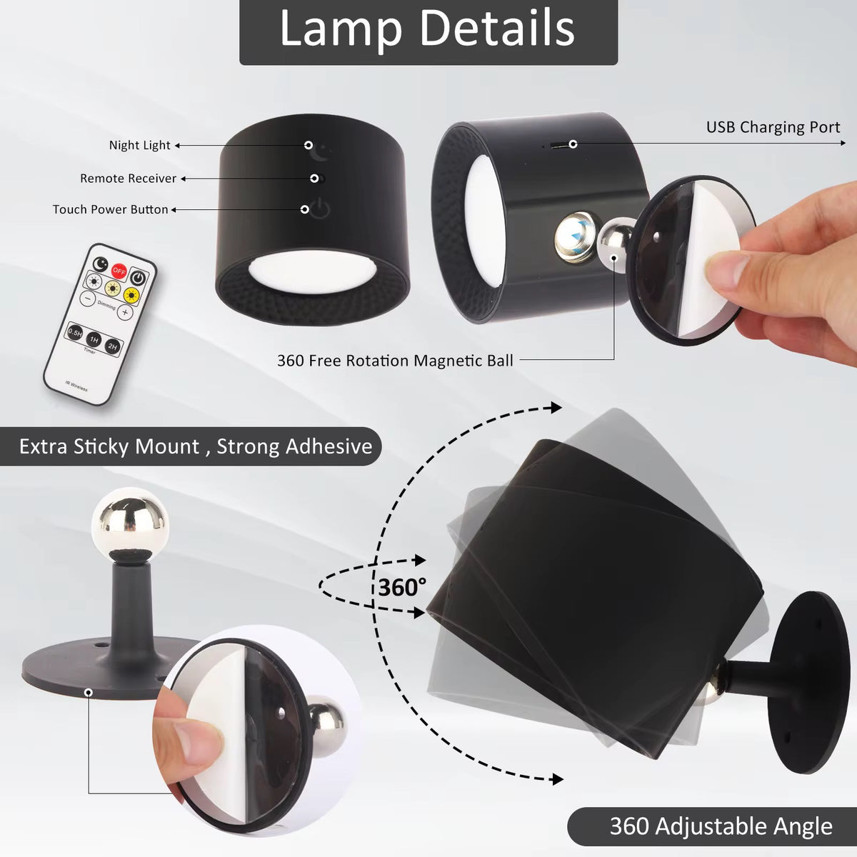 Magnetic Wall Spot - Rechargeable Dimmable -  Wasilaah