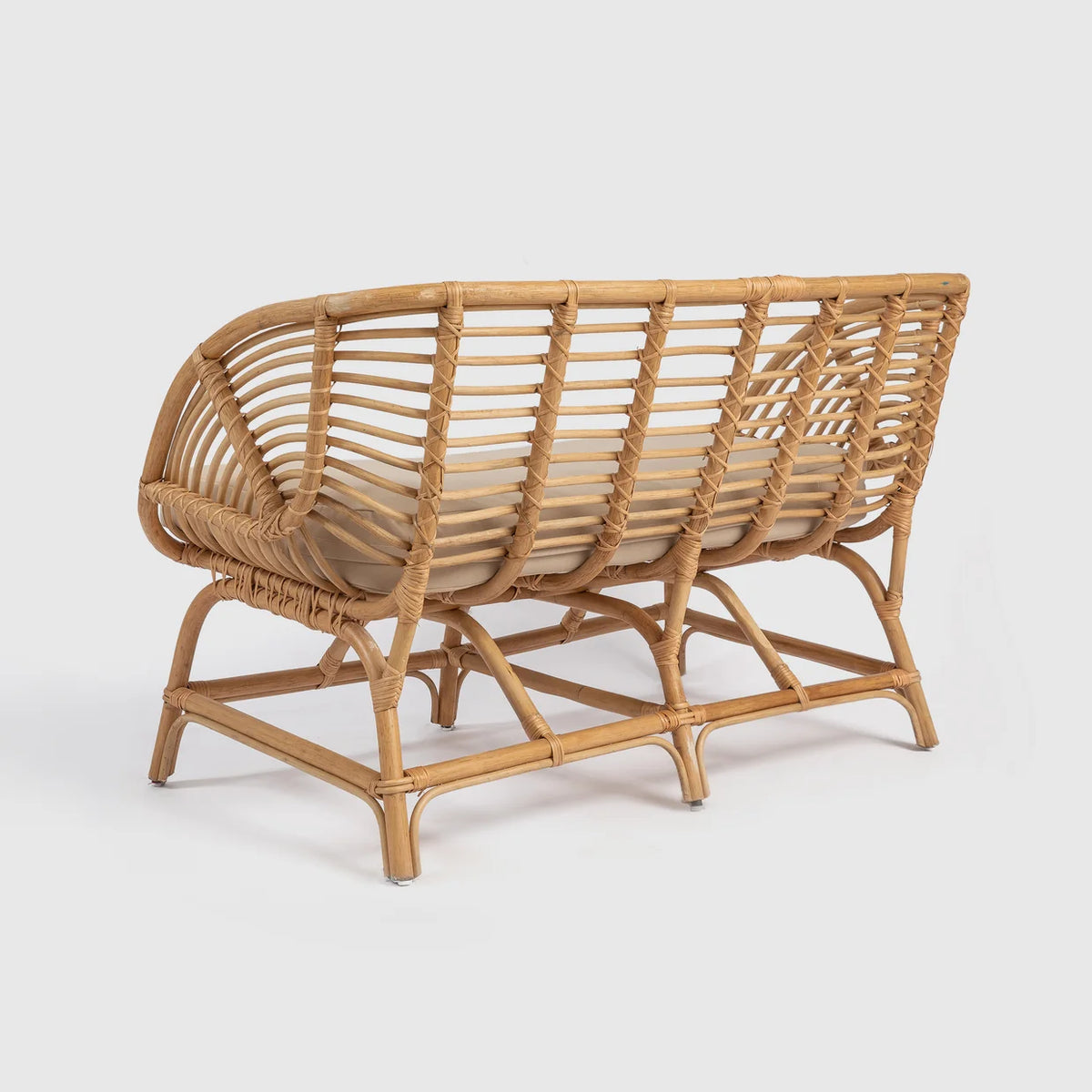 Natural Rattan Loveseat with Cushion -  Wasilaah