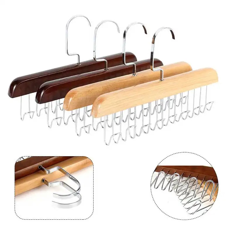 8 Hooks Wooden Clothes Coat Shirt Hangers Wardrobe Tie Belt Scarf