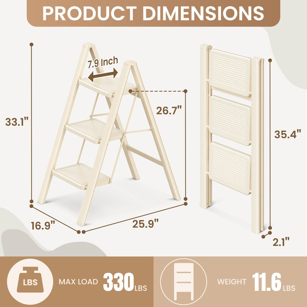 3 Step Folding Ladder -  Wasilaah