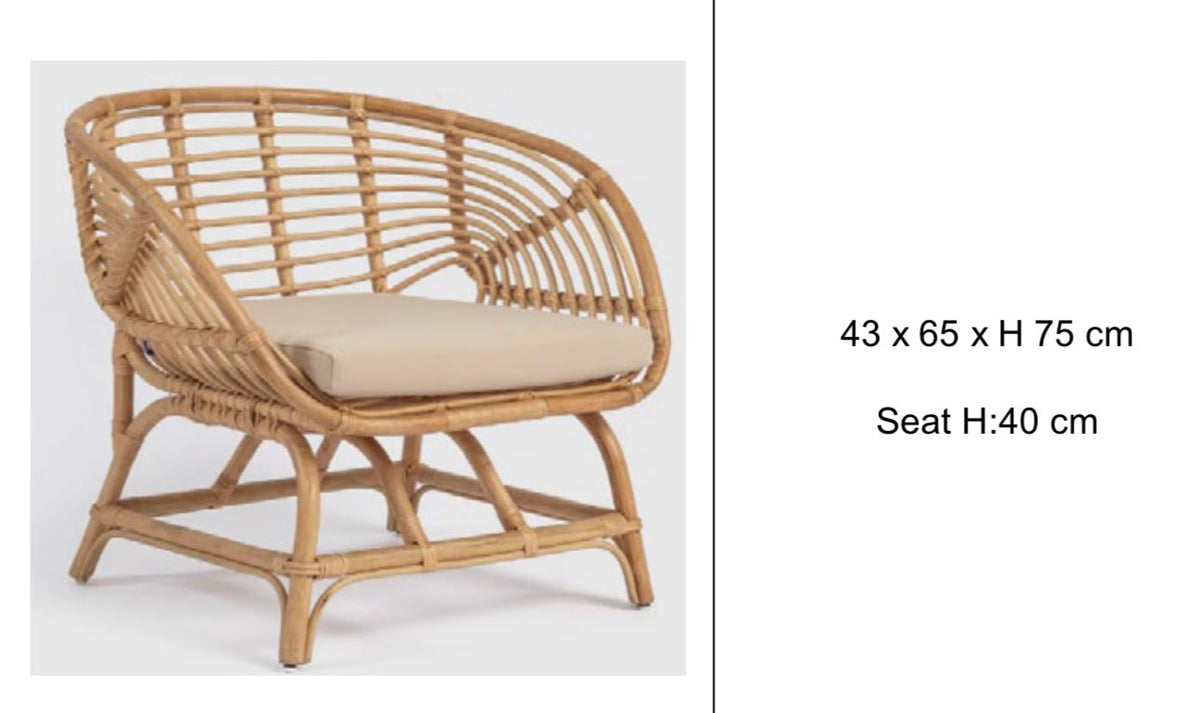 Handwoven Rattan Tub Chair -  Wasilaah