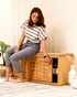 Oak Sliding Shoe Storage Bench - Wasilaah