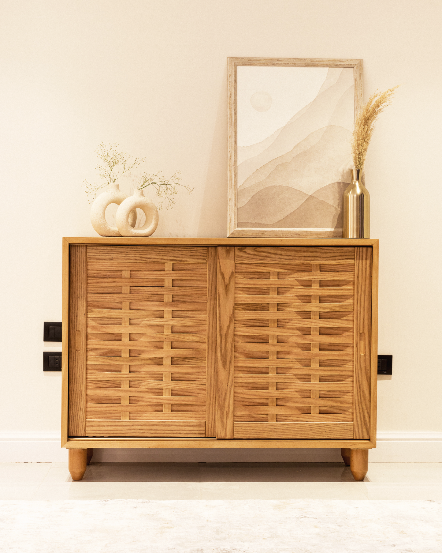 Oak Sliding Shoe Storage - Wasilaah