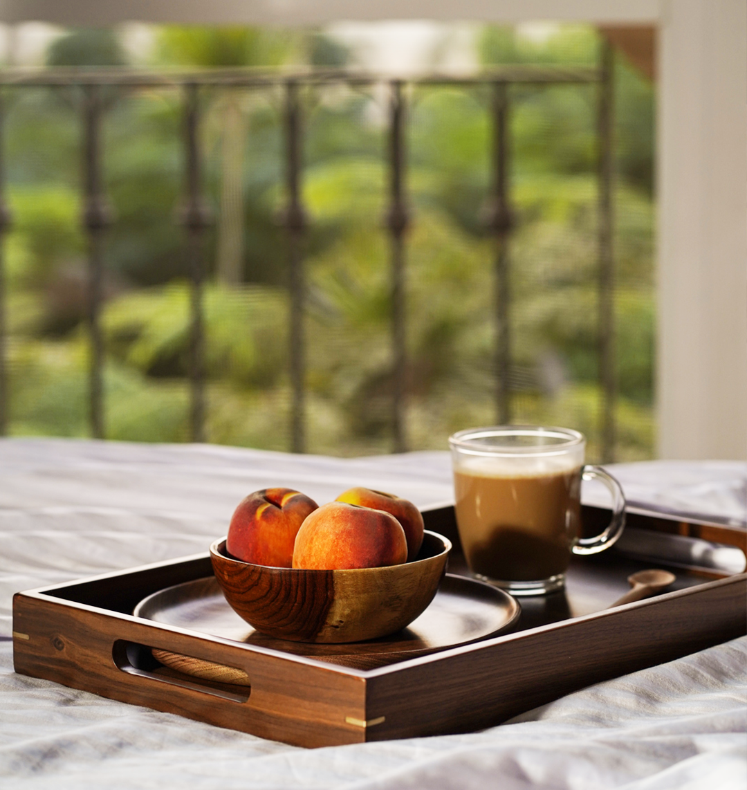 Handmade Wood & Brass Tray -  Wasilaah
