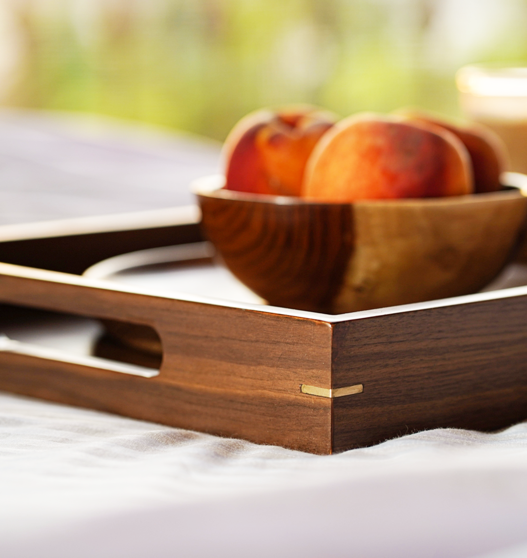 Handmade Wood & Brass Tray -  Wasilaah