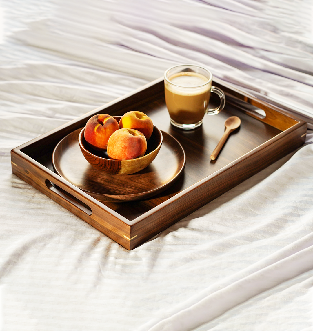 Handmade Wood & Brass Tray -  Wasilaah