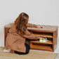 Walnut Sliding Shoe Storage Bench - Wasilaah