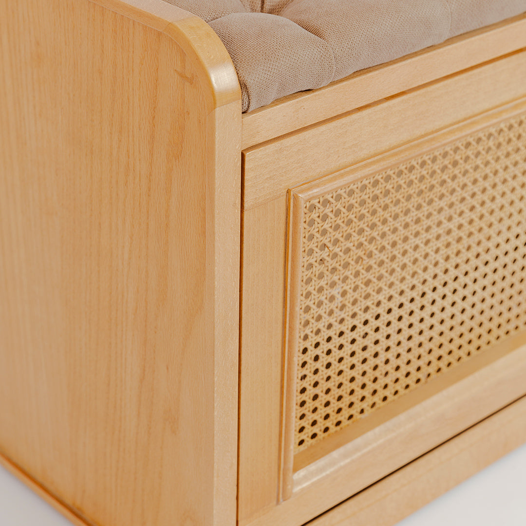 Light Rattan Shoe Storage Bench - Wasilaah