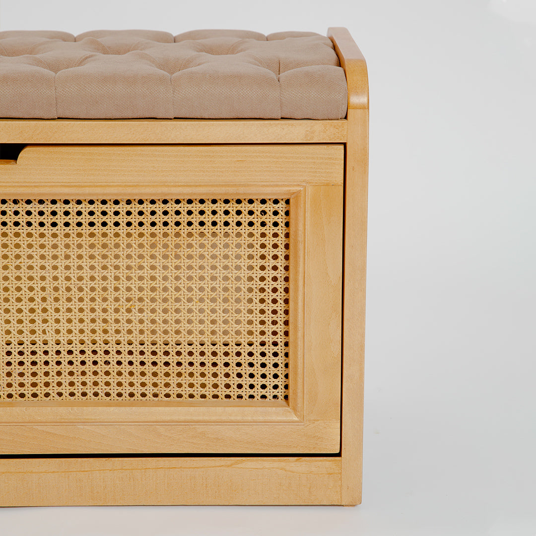 Light Rattan Shoe Storage Bench - Wasilaah