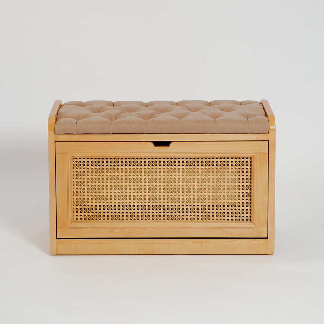 Light Rattan Shoe Storage Bench - Wasilaah